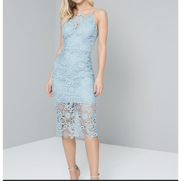 CHI CHI LONDON Dresses & Skirts - Chi Chi London Whitnie Dress Light Blue Lace Midi Pencil UK 14 US 10 Elegant NEW